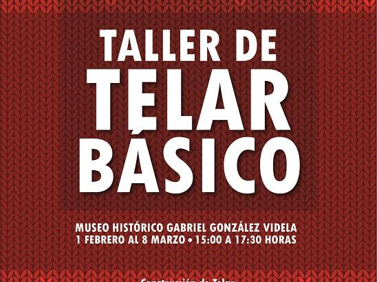 Afiche Taller de Telar 2018 organizado por la Oficina Municipal de Asuntos Indígenas, Migrantes y Diversidad y ejecutado en el Museo Histórico Gabriel González Videla.
